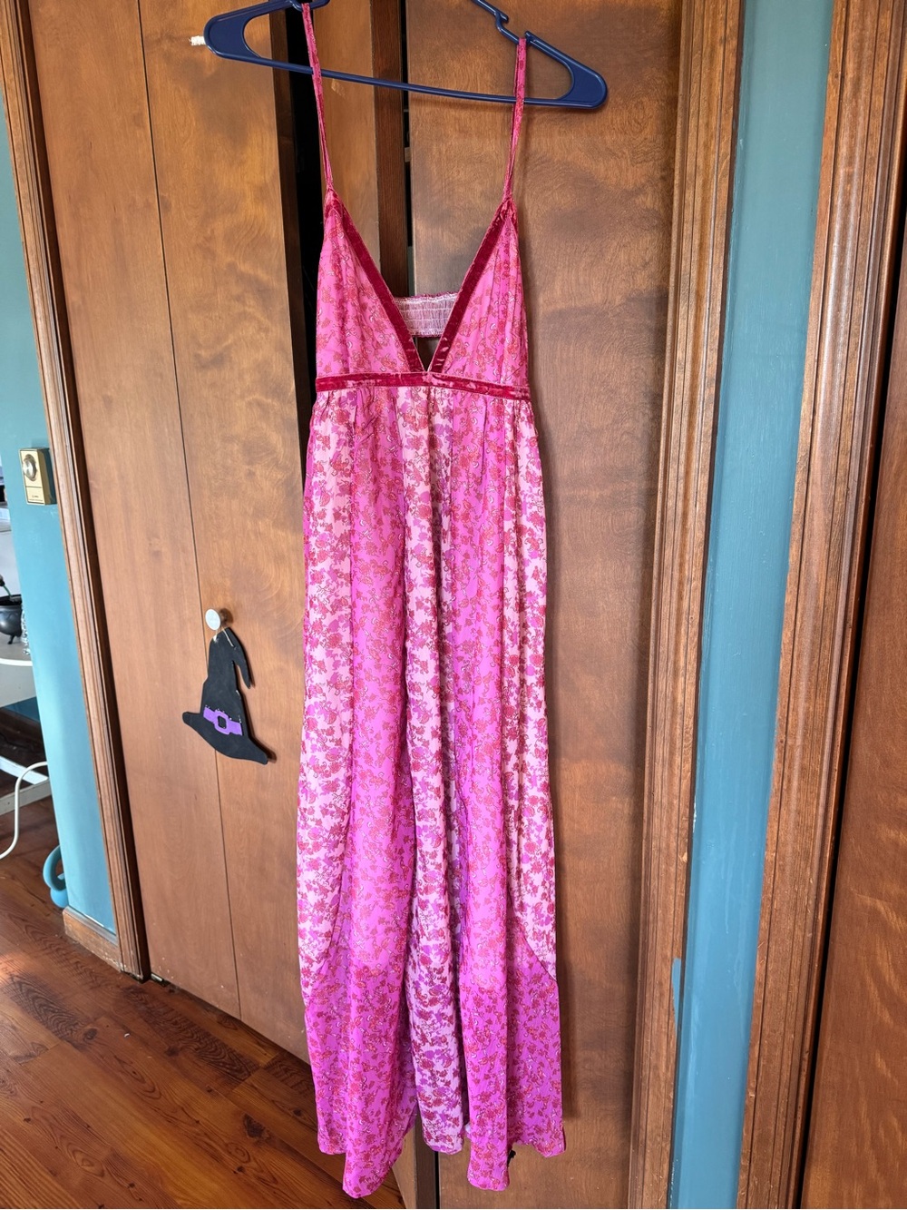 Amazon Pink Floral Lace Maxi Slip Dress with Spaghetti Straps